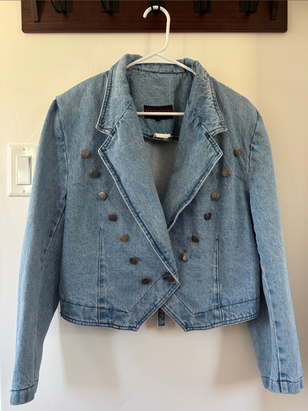 Vintage 80s/90s Americana • Light Wash Denim Double-Breasted Jacket by Justified